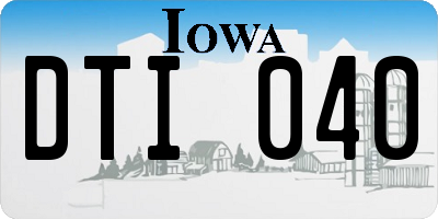 IA license plate DTI040