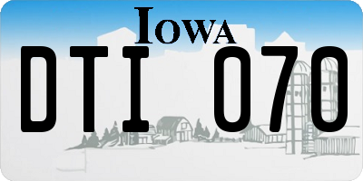 IA license plate DTI070