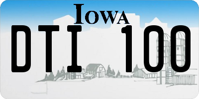 IA license plate DTI100