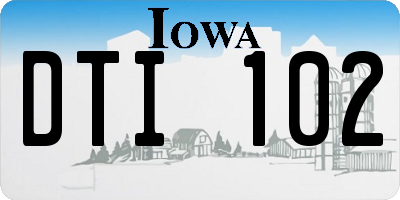 IA license plate DTI102