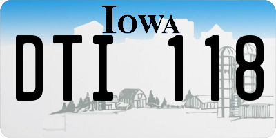 IA license plate DTI118