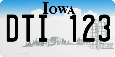 IA license plate DTI123