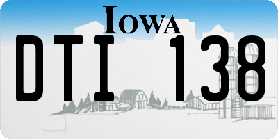 IA license plate DTI138