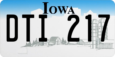 IA license plate DTI217