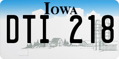 IA license plate DTI218