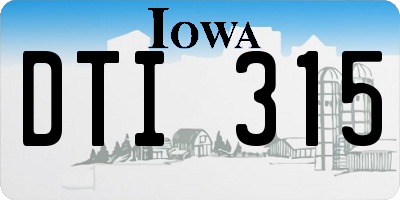 IA license plate DTI315