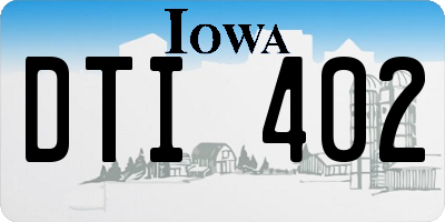 IA license plate DTI402