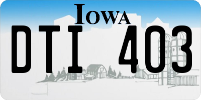 IA license plate DTI403