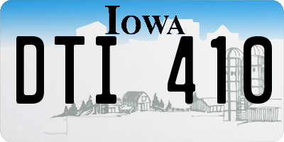 IA license plate DTI410