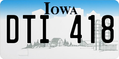 IA license plate DTI418