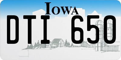IA license plate DTI650