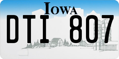 IA license plate DTI807