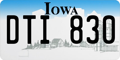 IA license plate DTI830
