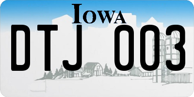 IA license plate DTJ003