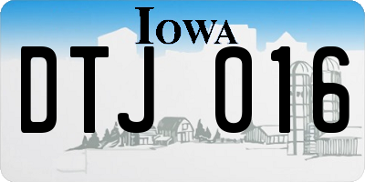 IA license plate DTJ016