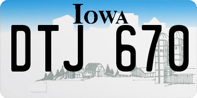 IA license plate DTJ670