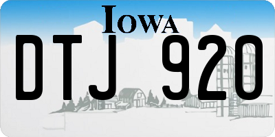 IA license plate DTJ920