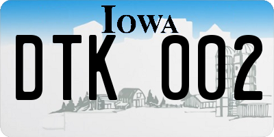 IA license plate DTK002