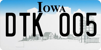 IA license plate DTK005