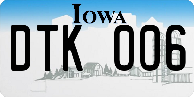 IA license plate DTK006