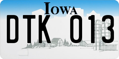 IA license plate DTK013