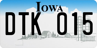 IA license plate DTK015