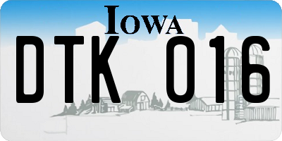 IA license plate DTK016