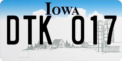 IA license plate DTK017
