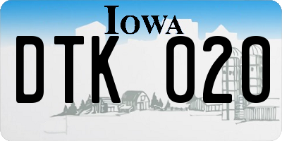 IA license plate DTK020