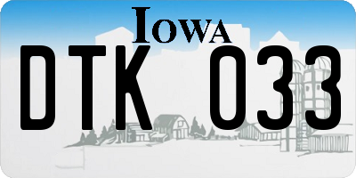 IA license plate DTK033