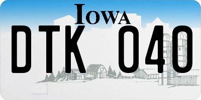 IA license plate DTK040