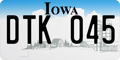 IA license plate DTK045