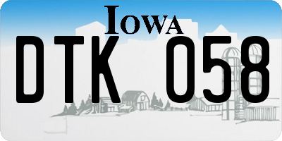 IA license plate DTK058