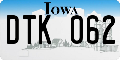 IA license plate DTK062