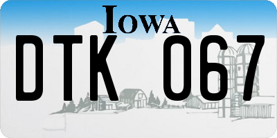 IA license plate DTK067