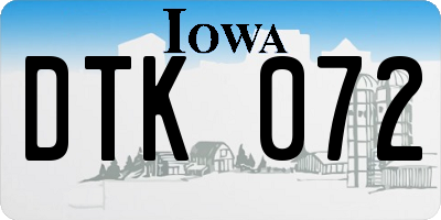 IA license plate DTK072