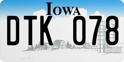 IA license plate DTK078