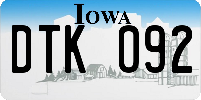 IA license plate DTK092