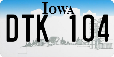 IA license plate DTK104