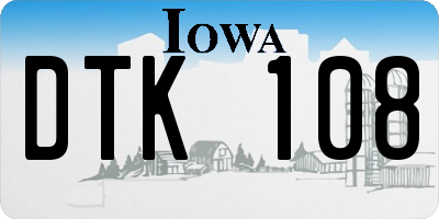IA license plate DTK108
