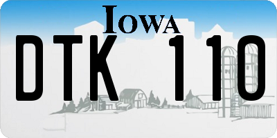 IA license plate DTK110