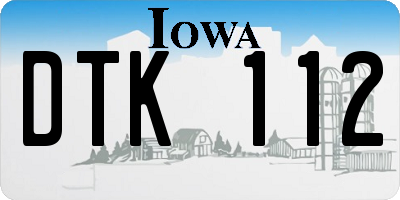 IA license plate DTK112