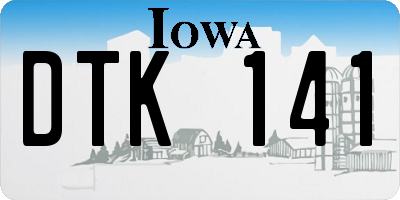 IA license plate DTK141