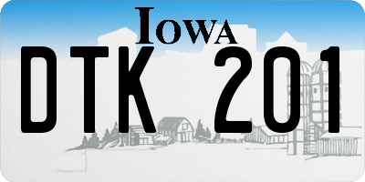 IA license plate DTK201