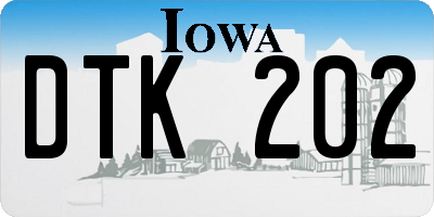 IA license plate DTK202