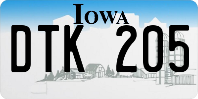 IA license plate DTK205