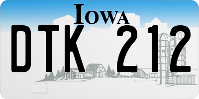 IA license plate DTK212