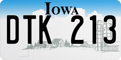 IA license plate DTK213