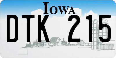 IA license plate DTK215