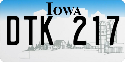 IA license plate DTK217